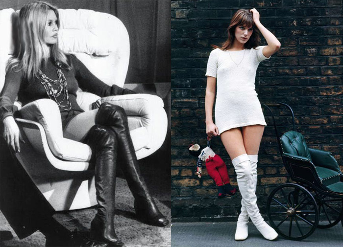 Brigitte Bardot e Jane Birkin com botas femininas Over The Knee 