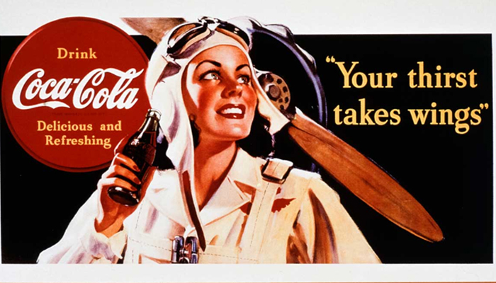 Pin-Up Aviadora em ação para a Coca-Cola
