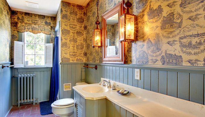 Banheiro com decoração retrô