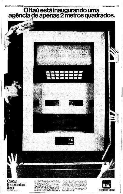 Anúncio do primeiro Caixa Eletrônico do Itaú no Estadão