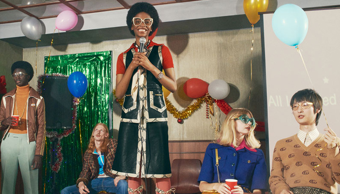 Campanha Gucci de tendência retrô com estética anos 70