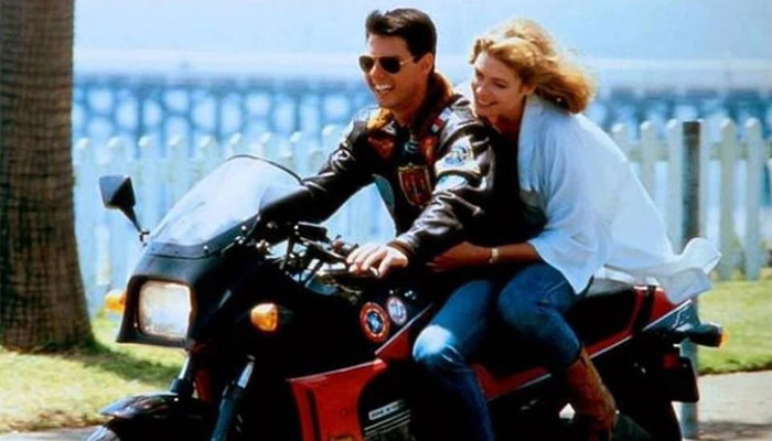 Tom Cruise e Kelly McGillis em Top Gun, 1986, usando ray-ban