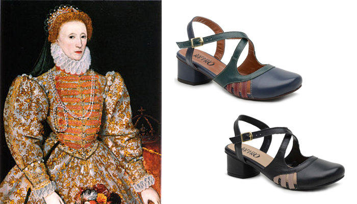 Rainha Elizabeth e Sapato Rainha Elizabeth, duas cores, da Sapato Retrô