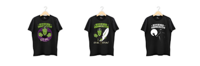 Reverendo Frankenstein e-commerce com camisetas